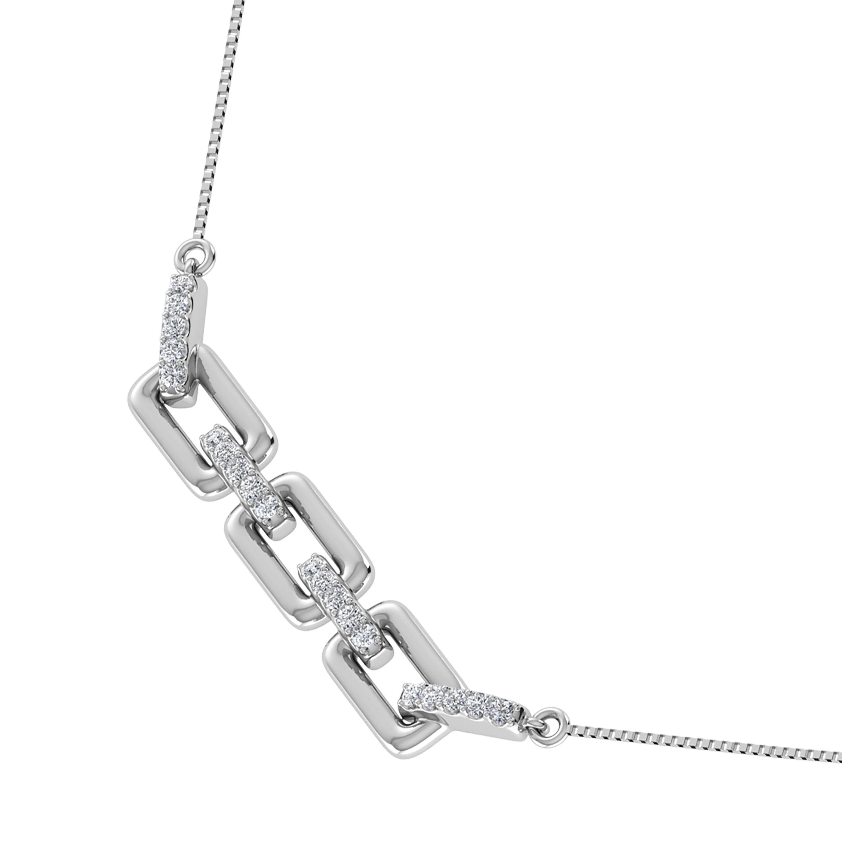 10K White Gold 1/10 Ct.Tw. Diamond Cuban Link Necklace