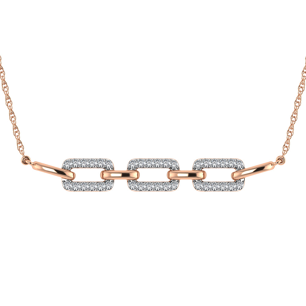 10K Pink Gold 1/5 Ct.Tw. Round Diamond Cuban Link Necklace