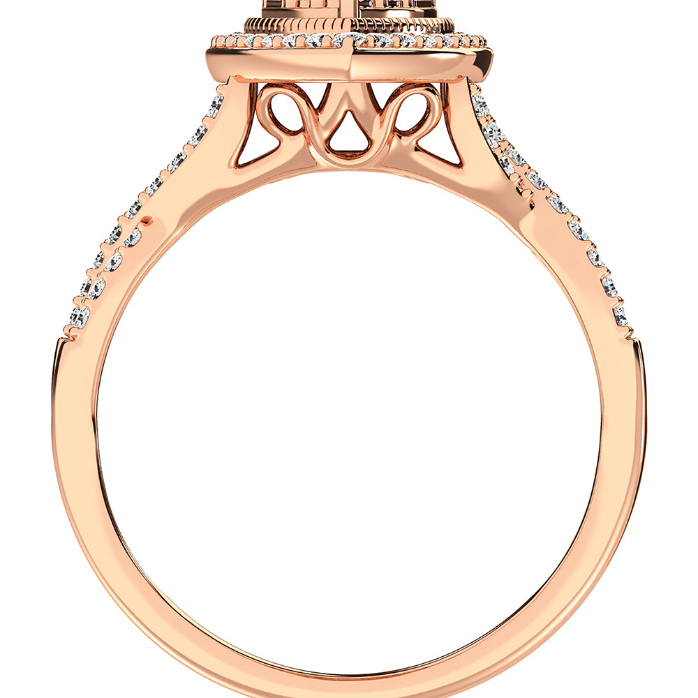 14K Rose Gold 1/2 Ct.Tw. Diamond Pear Shape Engagement Ring