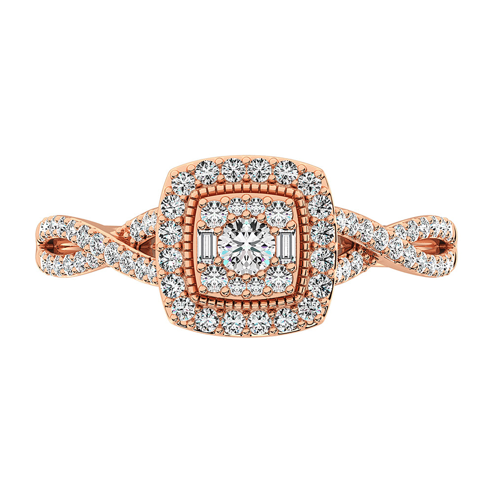 14K Rose Gold 1/2 Ct.Tw. Diamond Pear Shape Engagement Ring