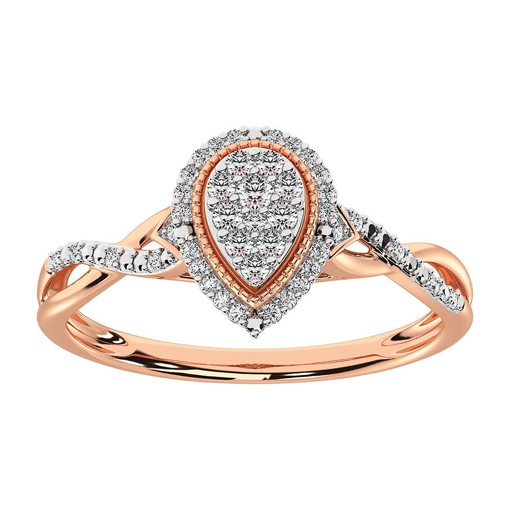 10K Rose Gold 1/2 Ct.Tw. Diamond Pear Shape Engagement Ring