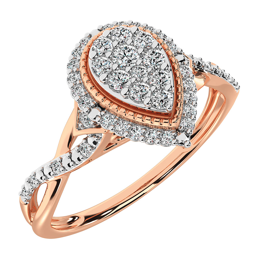 10K Rose Gold 1/2 Ct.Tw. Diamond Pear Shape Engagement Ring