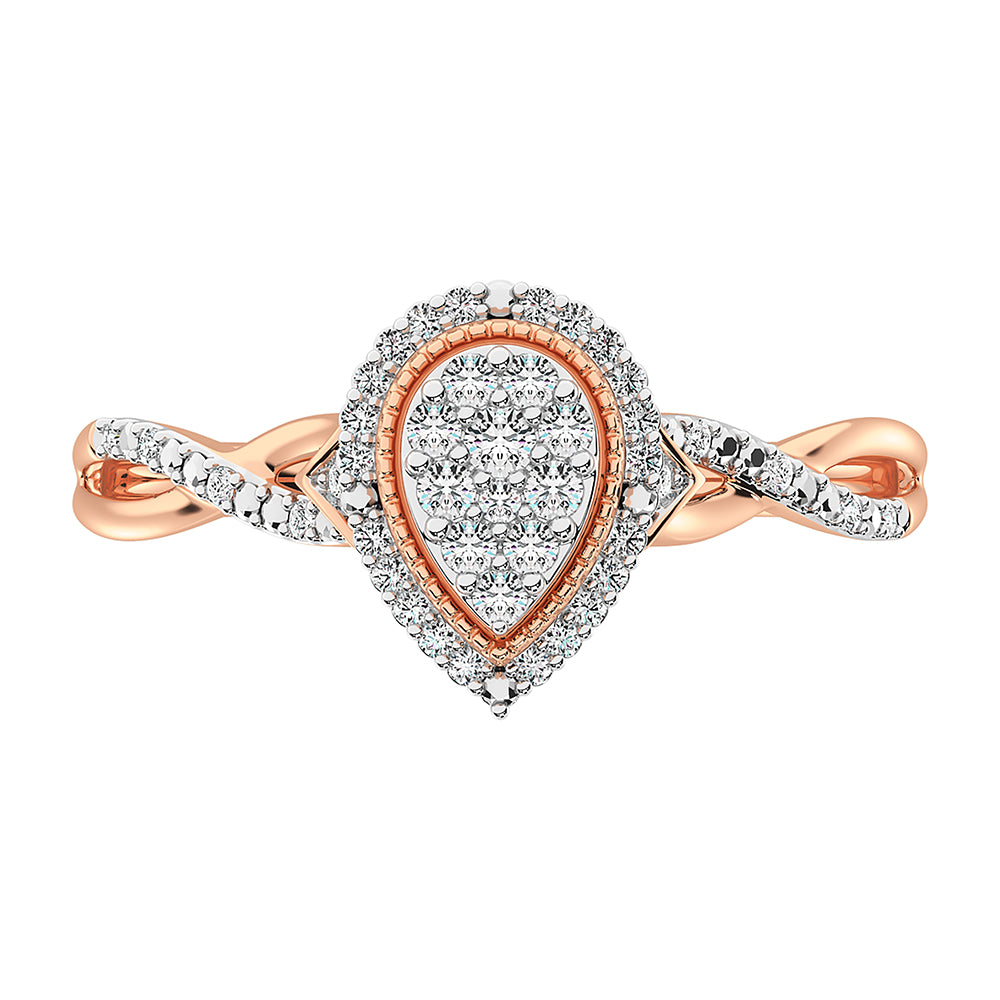 10K Rose Gold 1/2 Ct.Tw. Diamond Pear Shape Engagement Ring