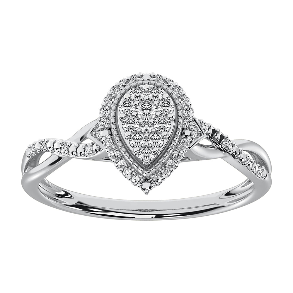 10K White Gold 1/2 Ct.Tw. Diamond Pear Shape Engagement Ring