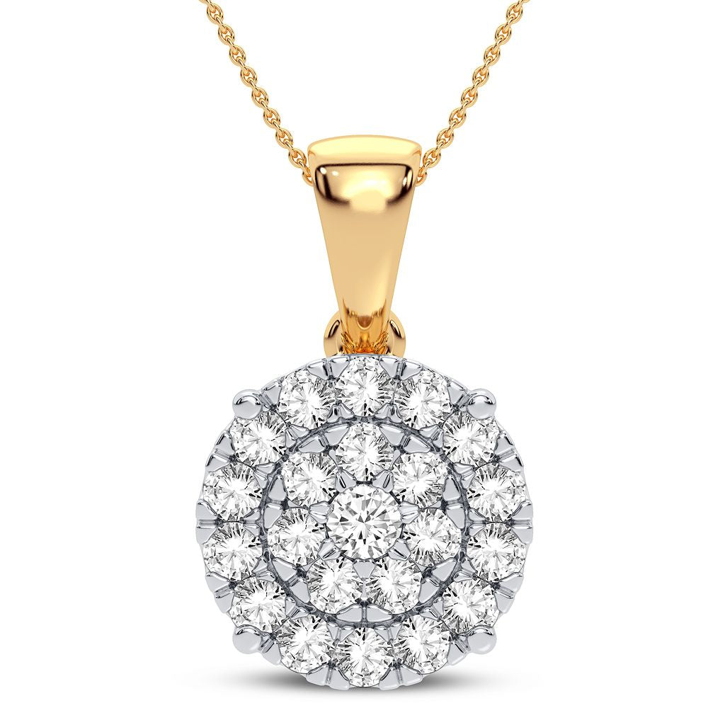 14K Yellow Gold Dazzling 1.50 Ct Diamond Pendant