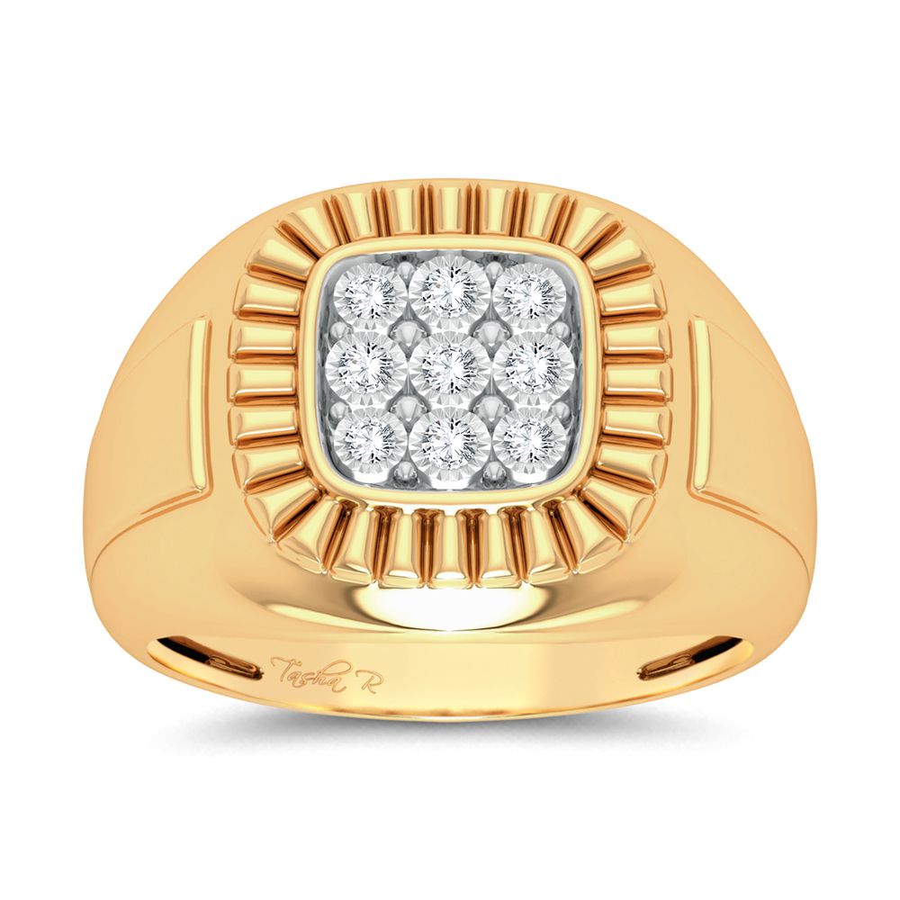 10K Yellow Gold 0.20Ct Diamond Mens Ring