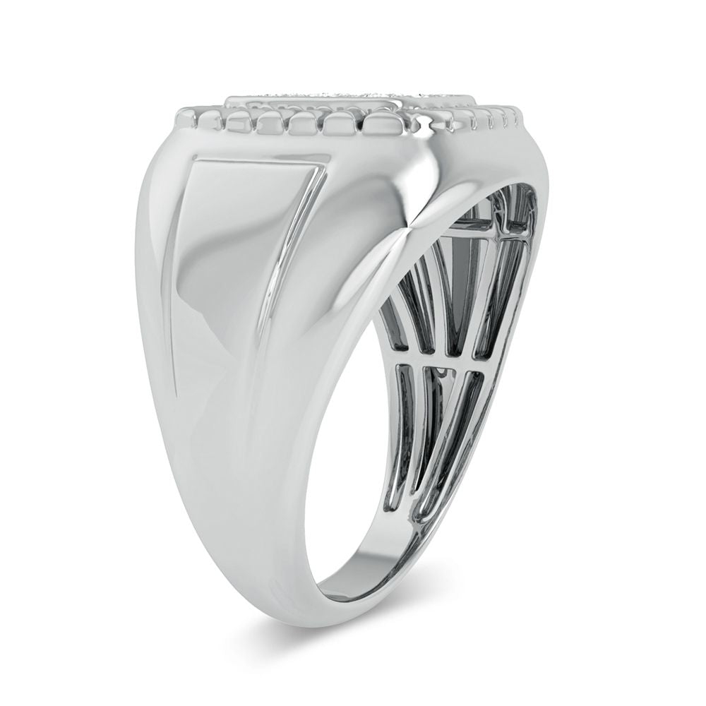 10K White Gold 0.20Ct Diamond Mens Ring