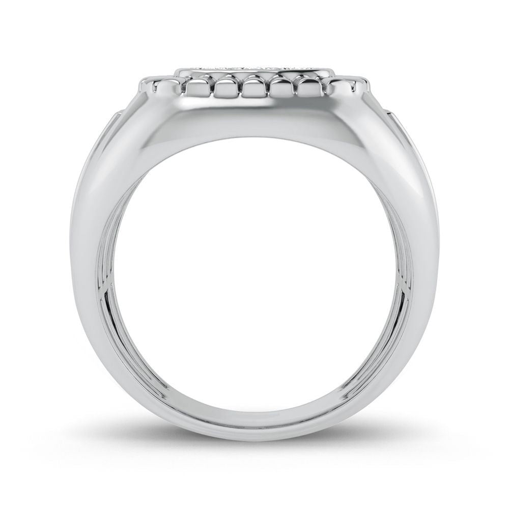 10K White Gold 0.20Ct Diamond Mens Ring