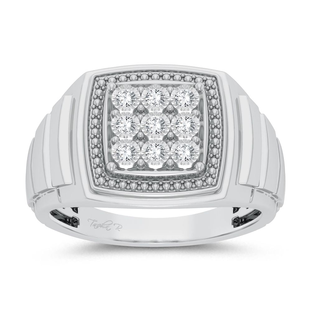 10K White Gold 0.20Ct Diamond Mens Ring