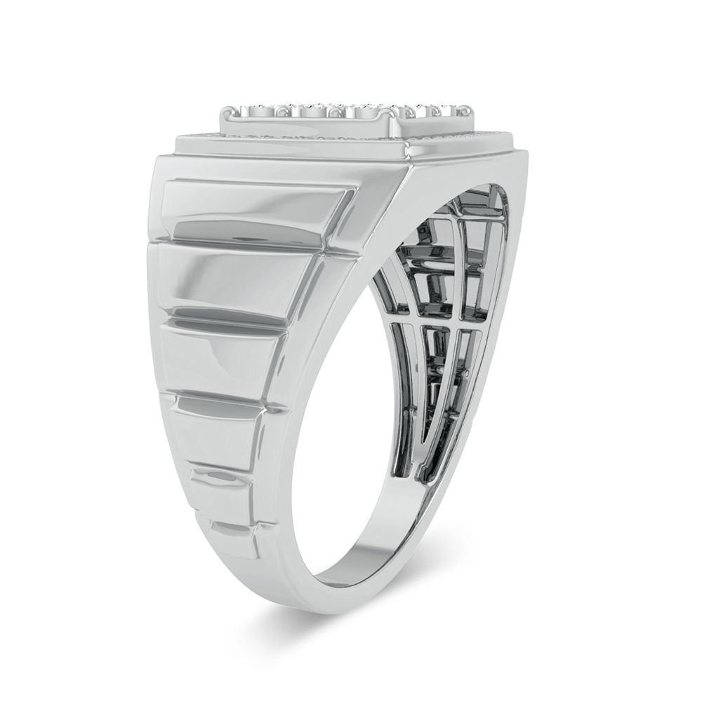 10K White Gold 0.20Ct Diamond Mens Ring