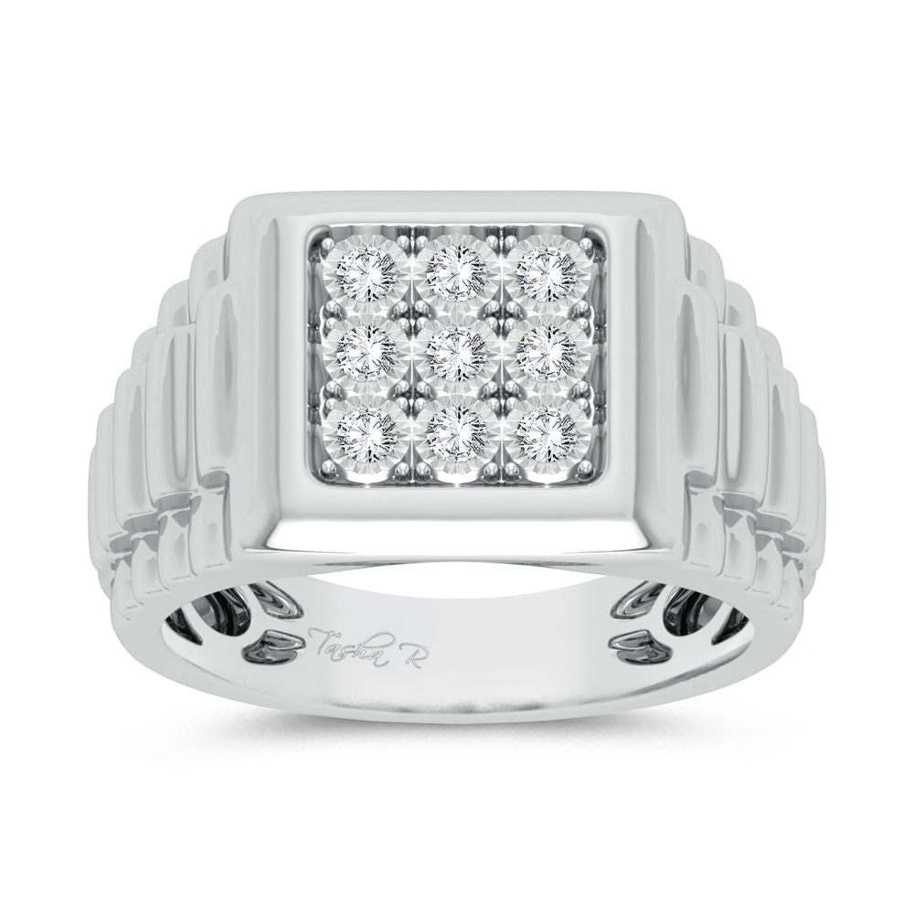 10K White Gold 0.15Ct Diamond Mens Ring