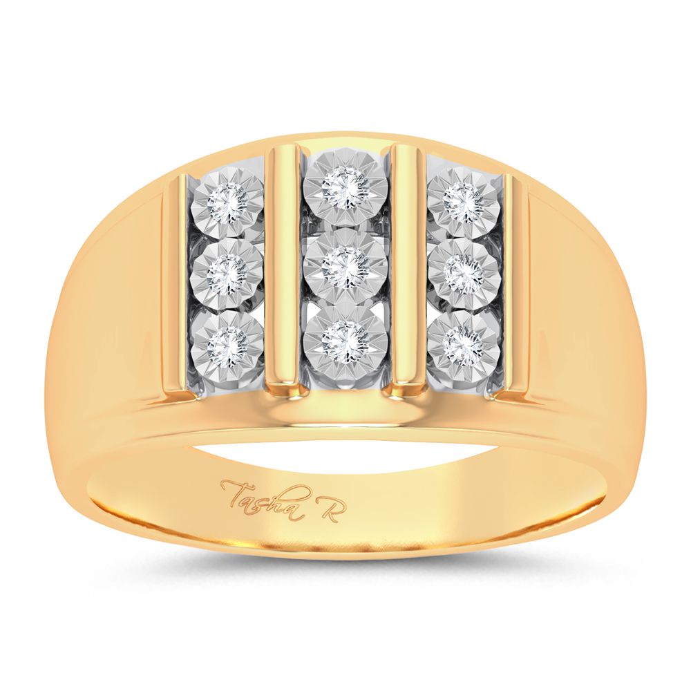 10K Yellow Gold 0.20Ct Diamond Mens Ring