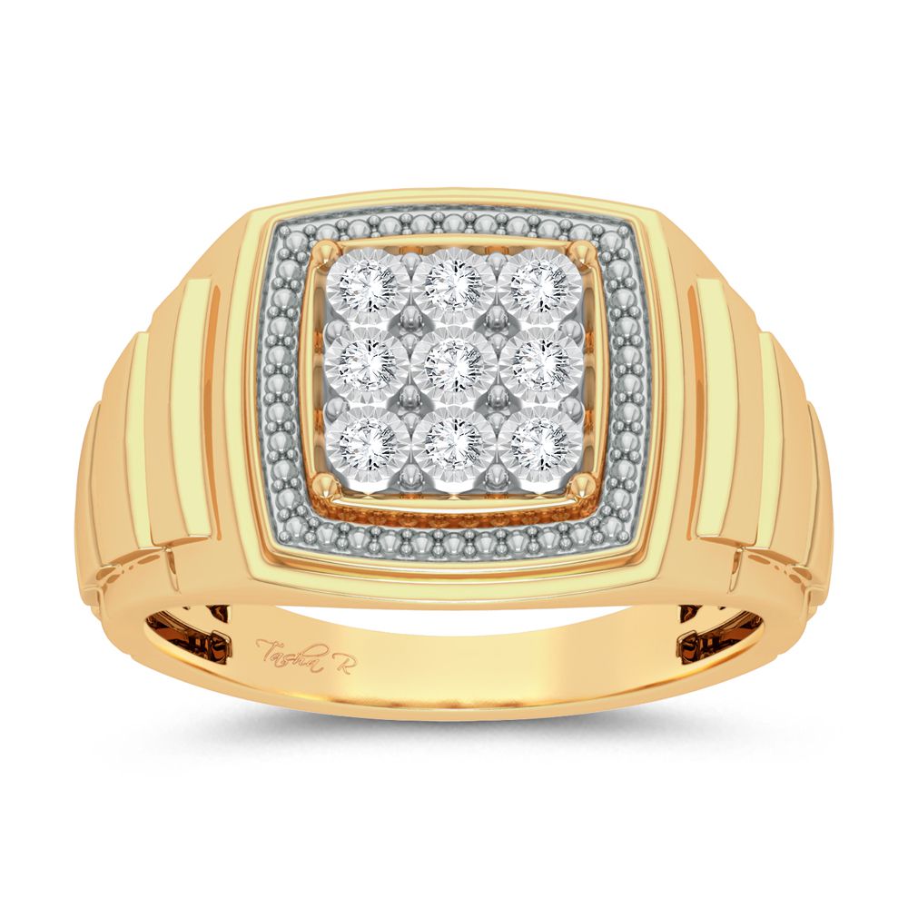 10K Yellow Gold 0.20Ct Diamond Mens Ring