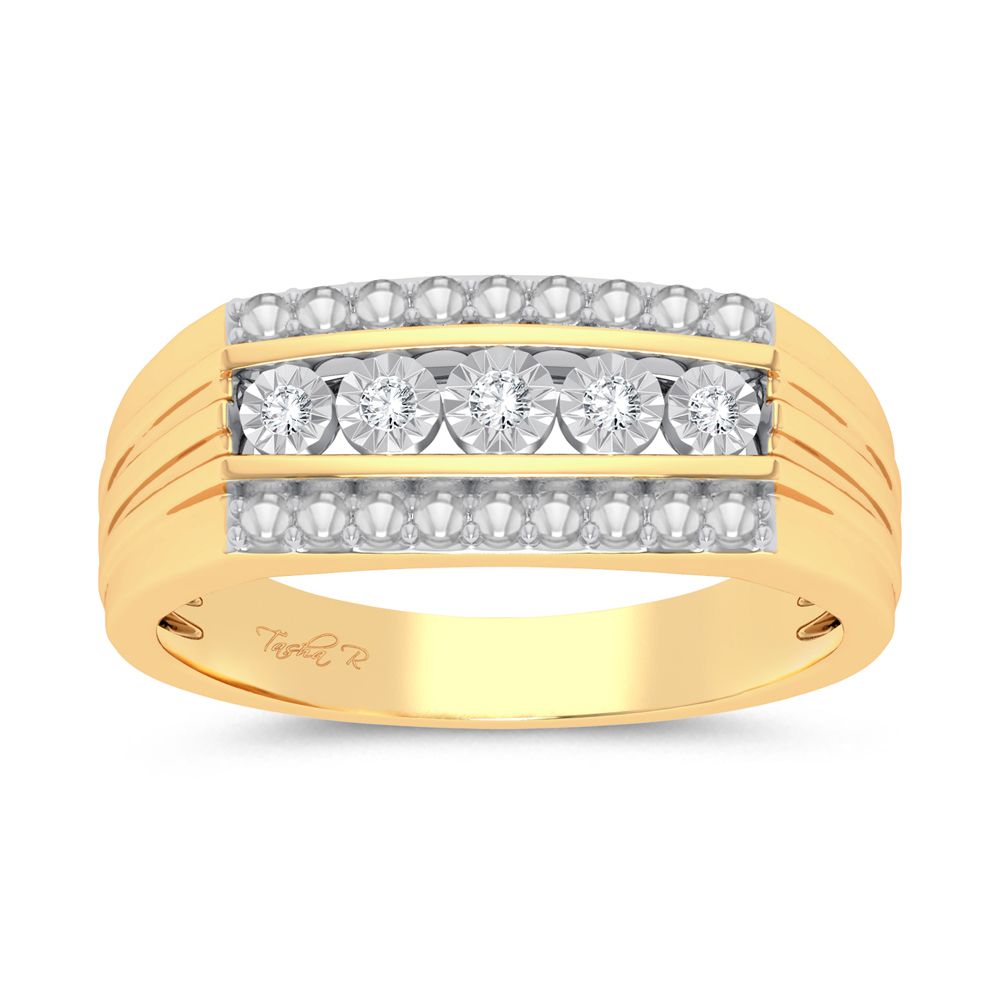 10K Yellow Gold 0.15Ct Diamond Mens Ring