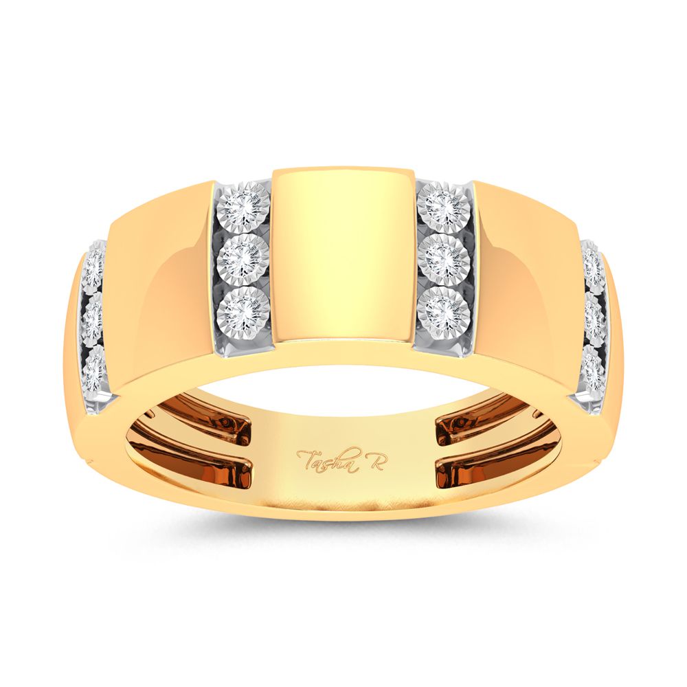 10K Yellow Gold 0.20Ct Diamond Mens Ring