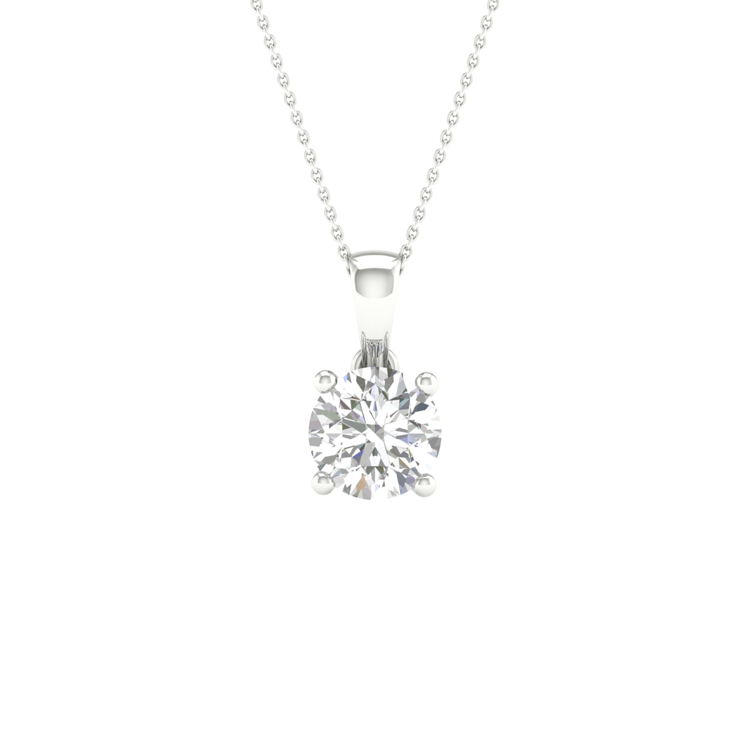 14K White Gold 1.00Ct Certified Lab Grown Diamond Pendant ( Igi Certified )