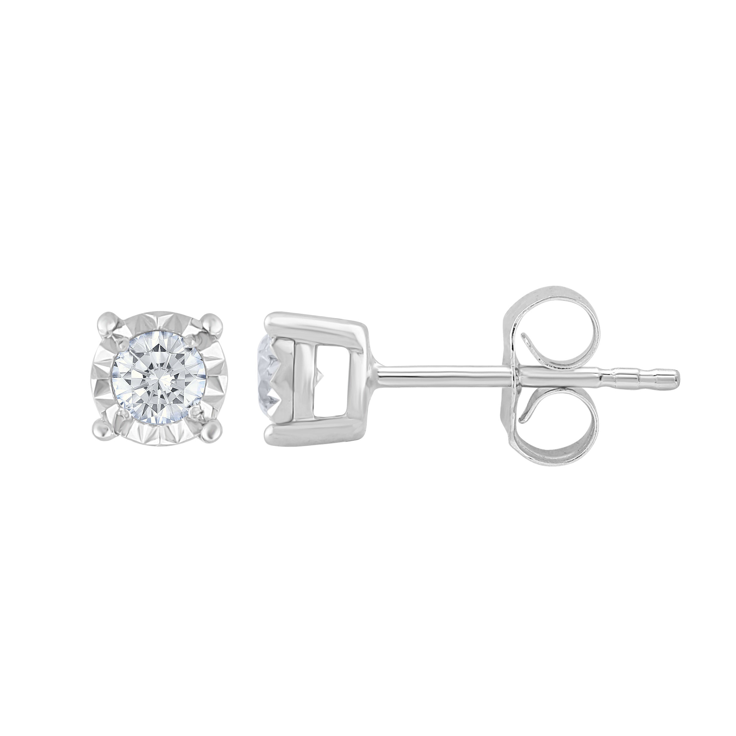 10K White Gold Beautiful 0.32Ct Diamond Stud Earring