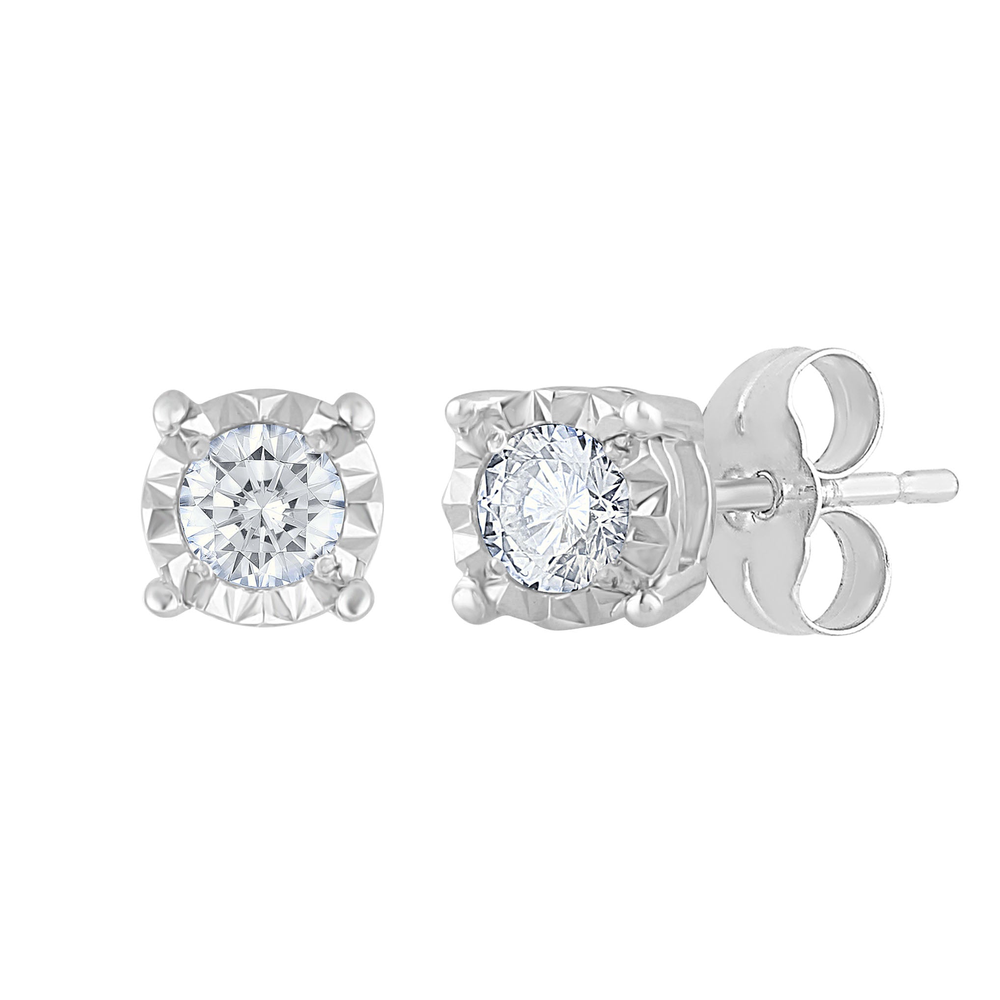 10K White Gold Beautiful 0.32Ct Diamond Stud Earring