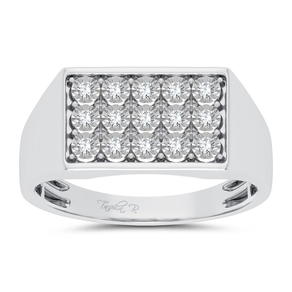 10K White Gold 0.20Ct Diamond Mens Ring