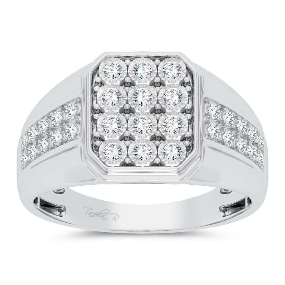 10K White Gold 0.20Ct Diamond Mens Ring