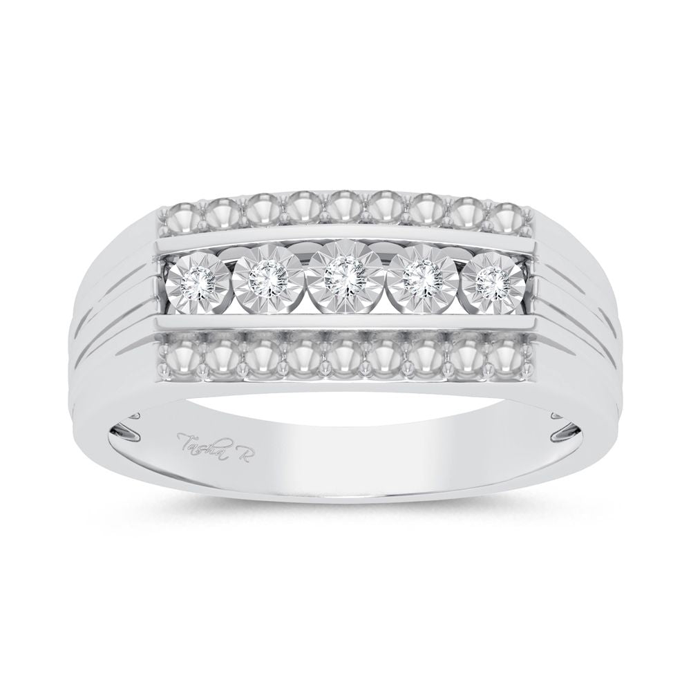 10K White Gold 0.15Ct Diamond Mens Ring