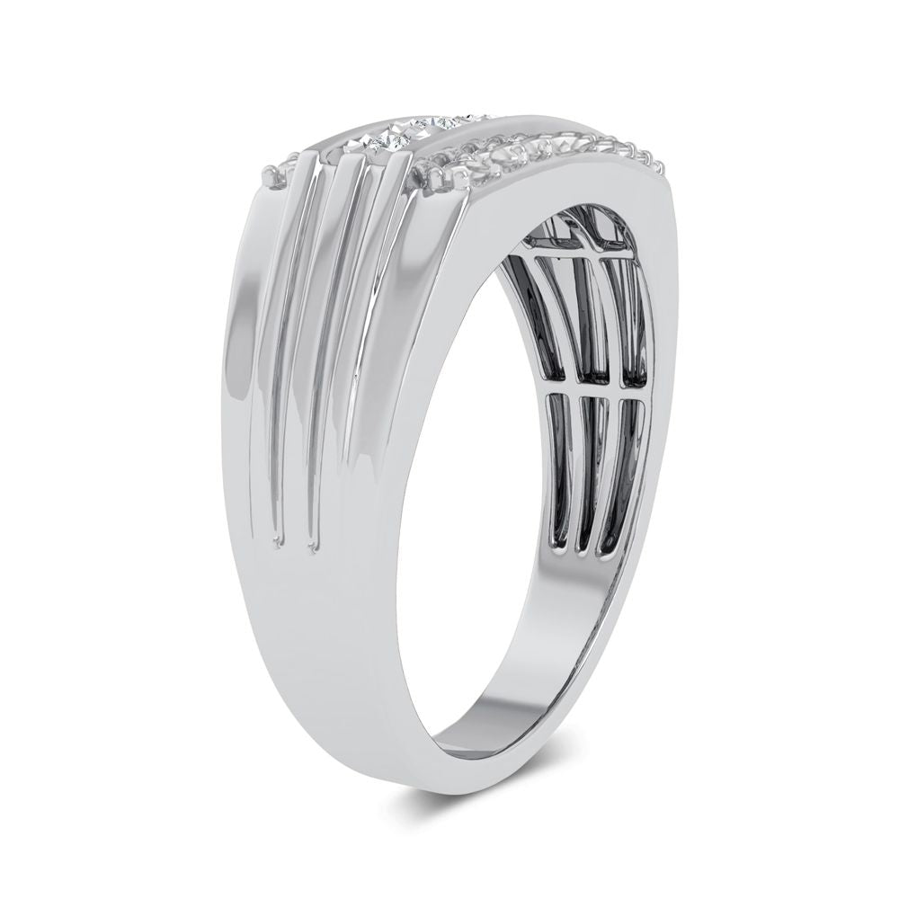 10K White Gold 0.15Ct Diamond Mens Ring