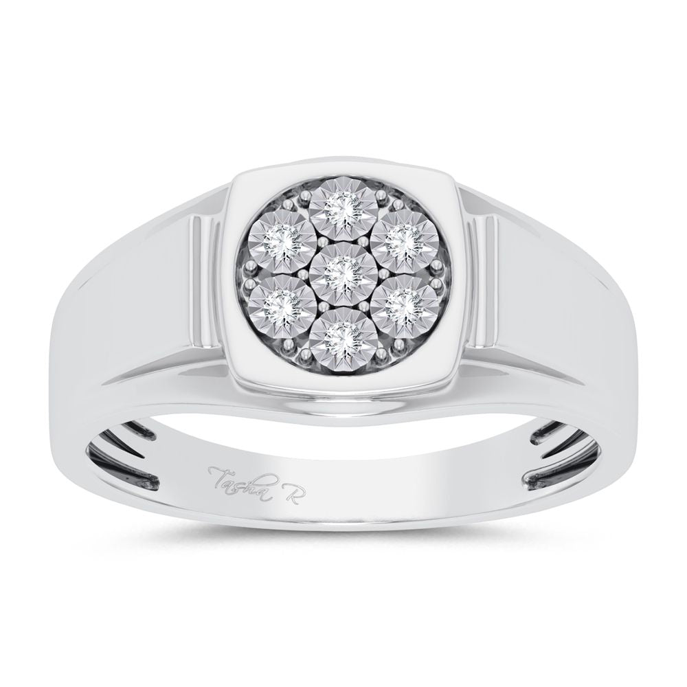 10K White Gold 0.13Ct Diamond Mens Ring