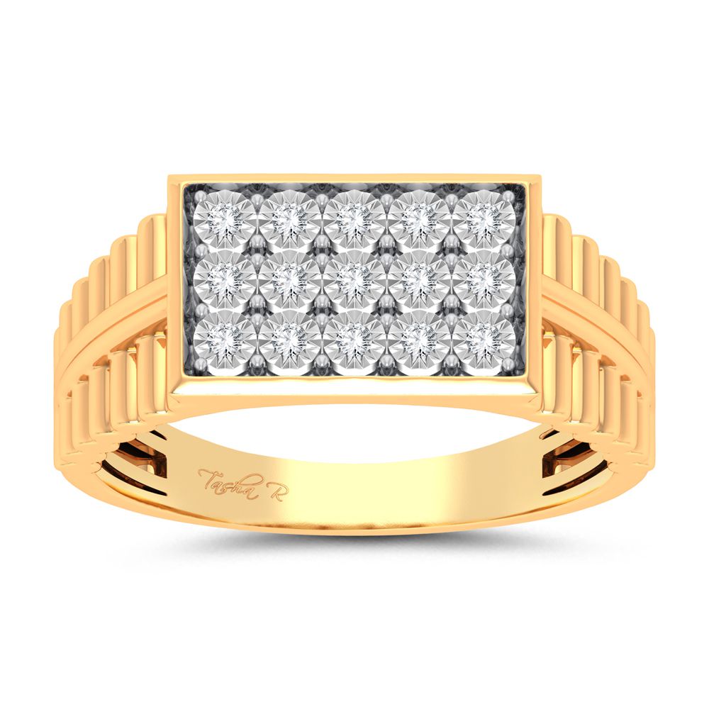 10K Yellow Gold 0.15Ct Diamond Mens Ring