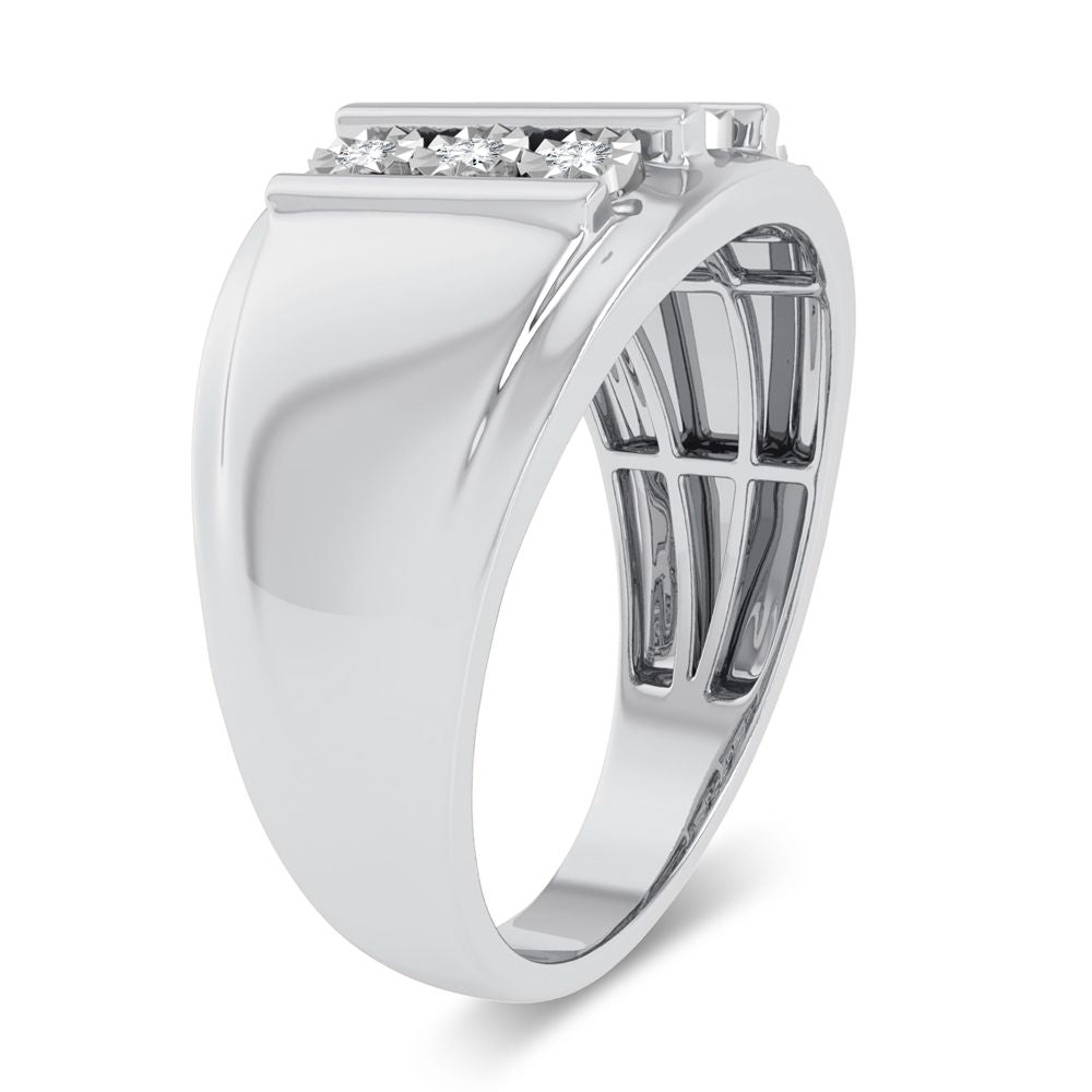 10K White Gold 0.20Ct Diamond Mens Ring