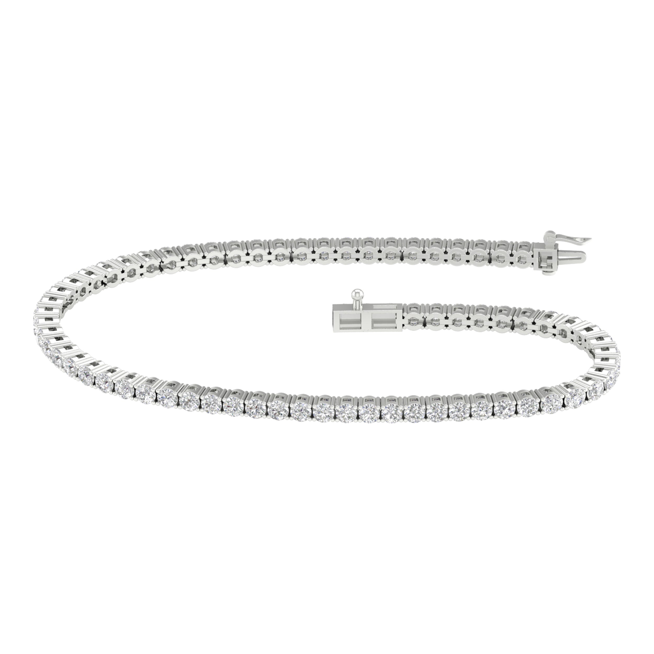 14K White Gold 4.00Ct  Certified Lab Grown Diamond Bracelet ( Igi Certified )