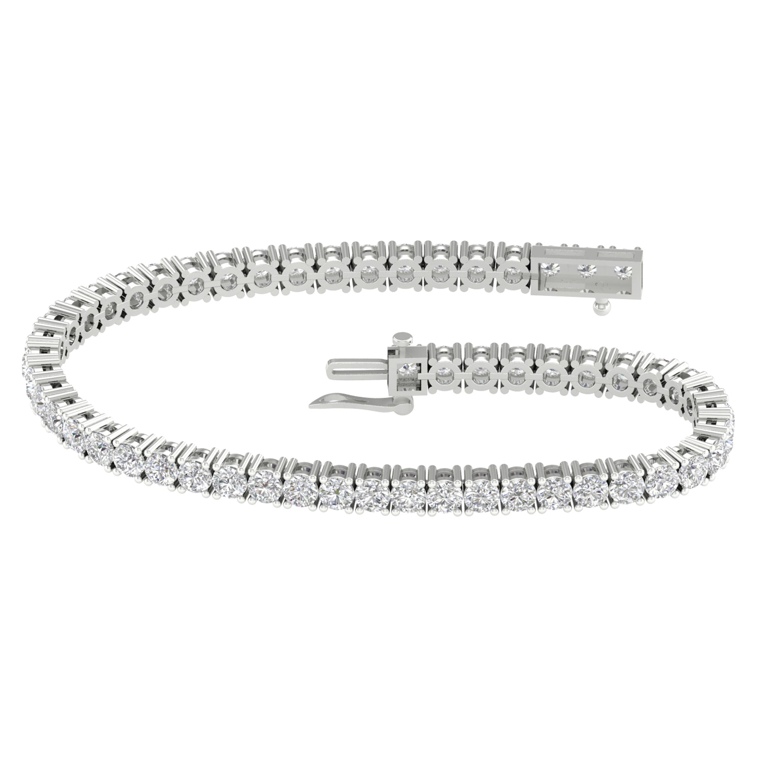 14K White Gold 7.00Ct  Certified Lab Grown Diamond Bracelet ( Igi Certified )