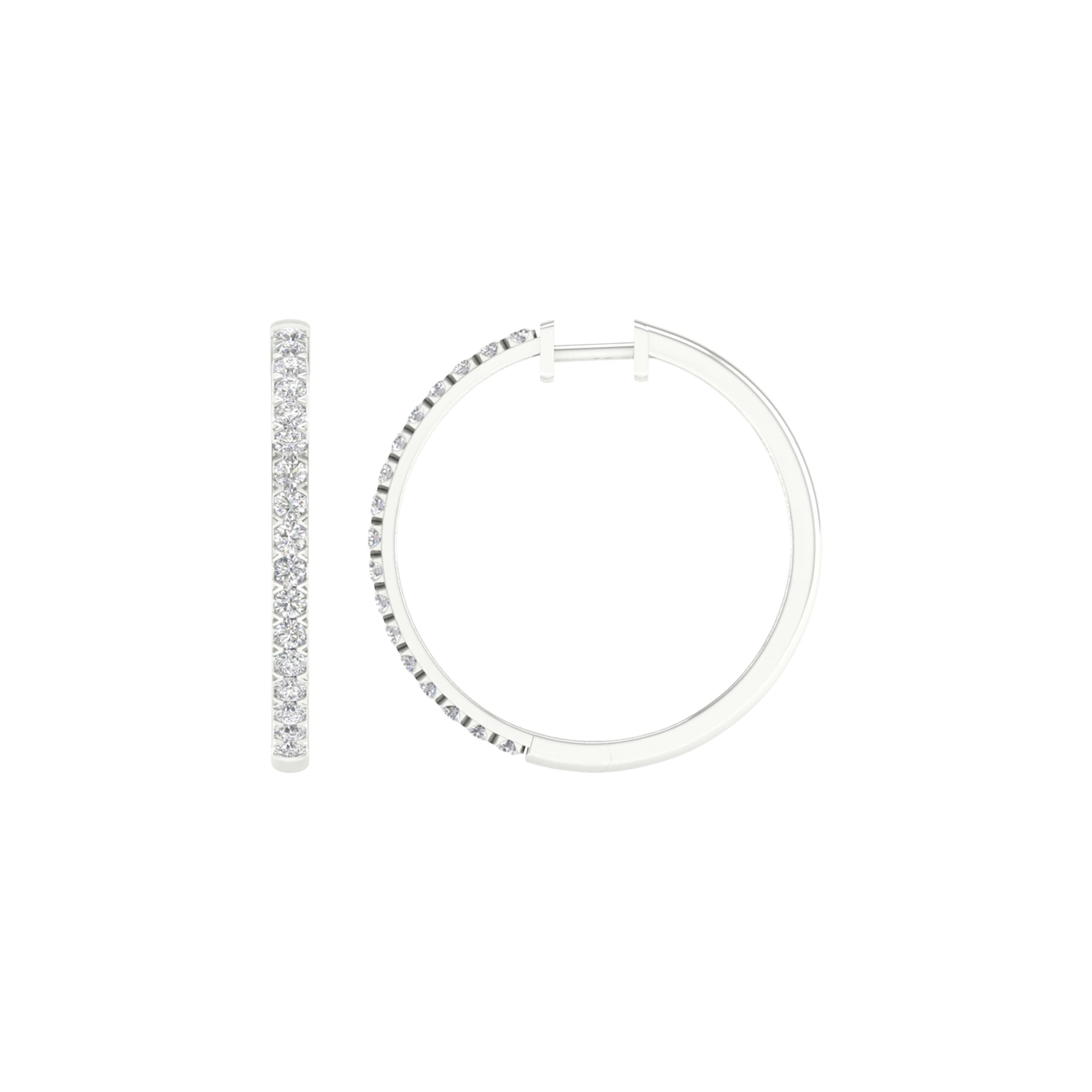 14K White Gold 2.00Ct Certified Lab Grown Diamond Hoop Earrings