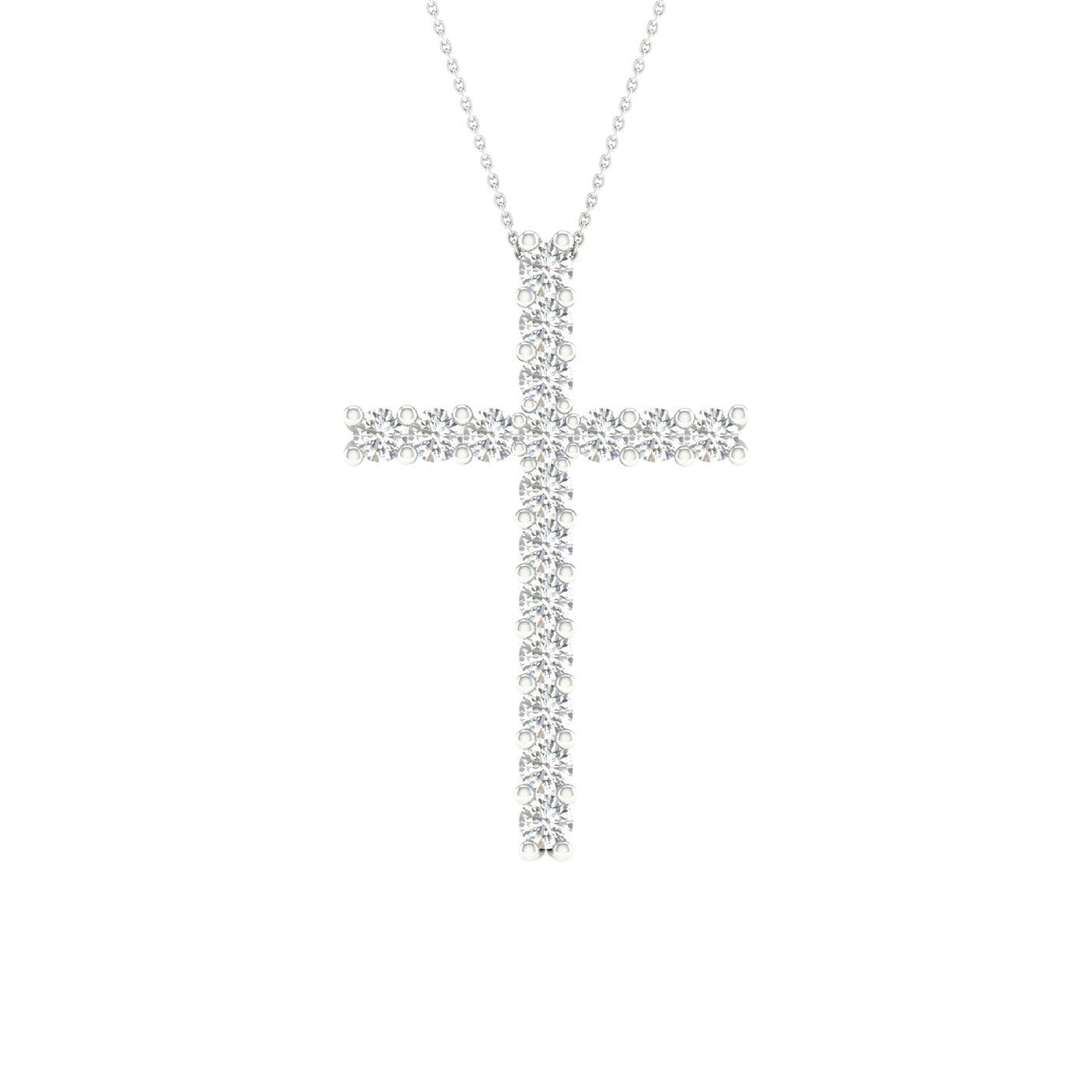 14K White Gold 0.50Ct Certified Lab Grown Diamond Cross Pendant ( Igi Certified )