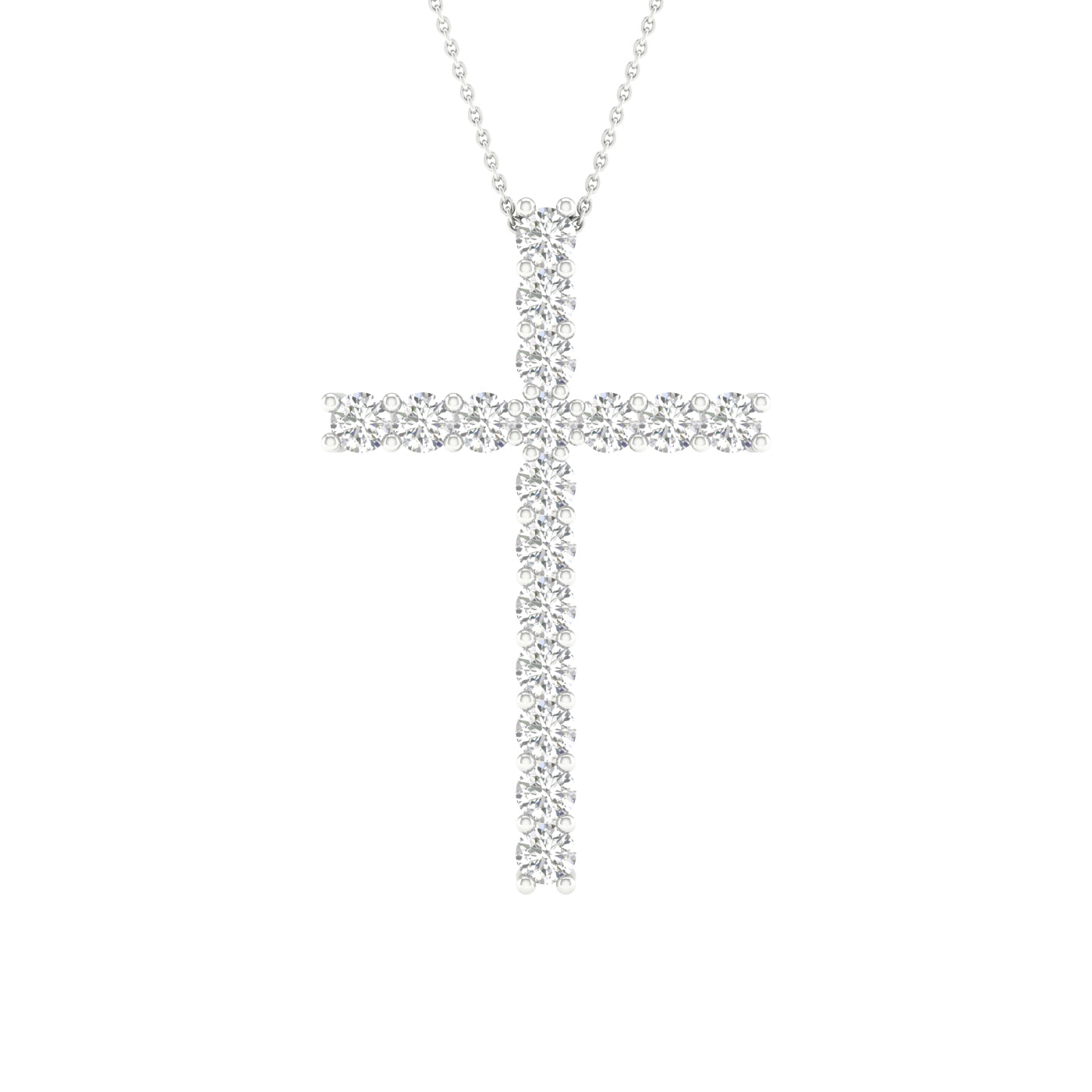 14K White Gold 1.00Ct Certified Lab Grown Diamond Cross Pendant ( Igi Certified )