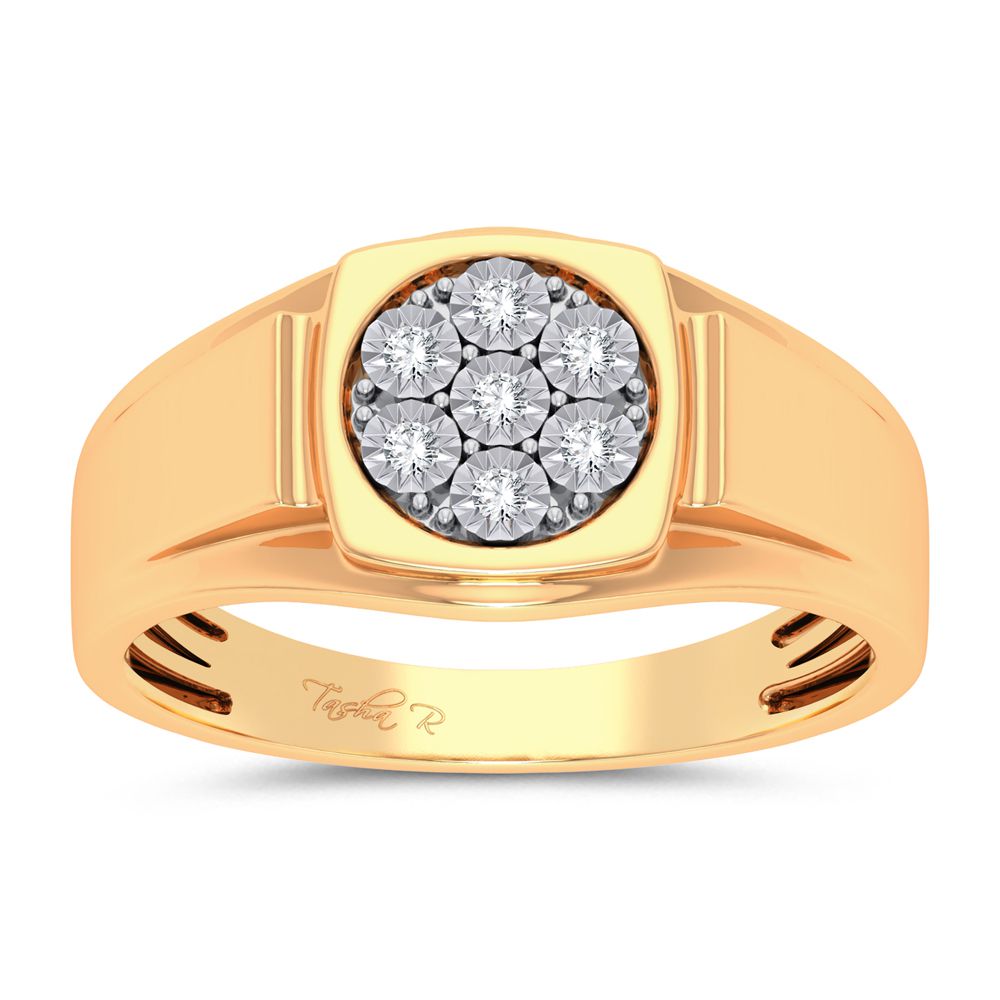 10K Yellow Gold 0.13Ct Diamond Mens Ring