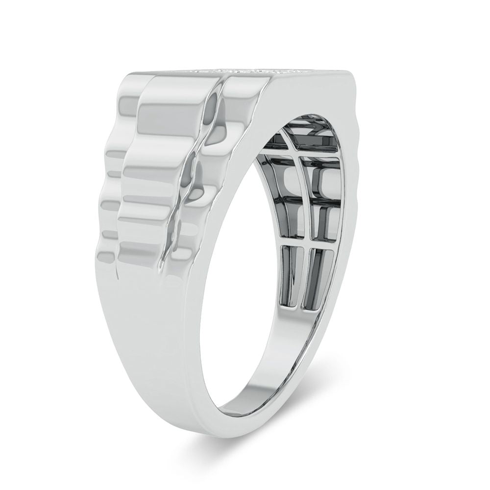 10K White Gold 0.16Ct Diamond Mens Ring