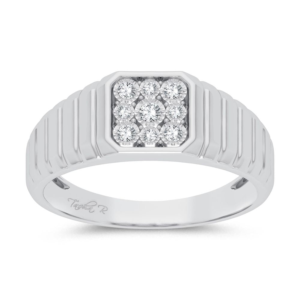 10K White Gold 0.15Ct Diamond Mens Ring