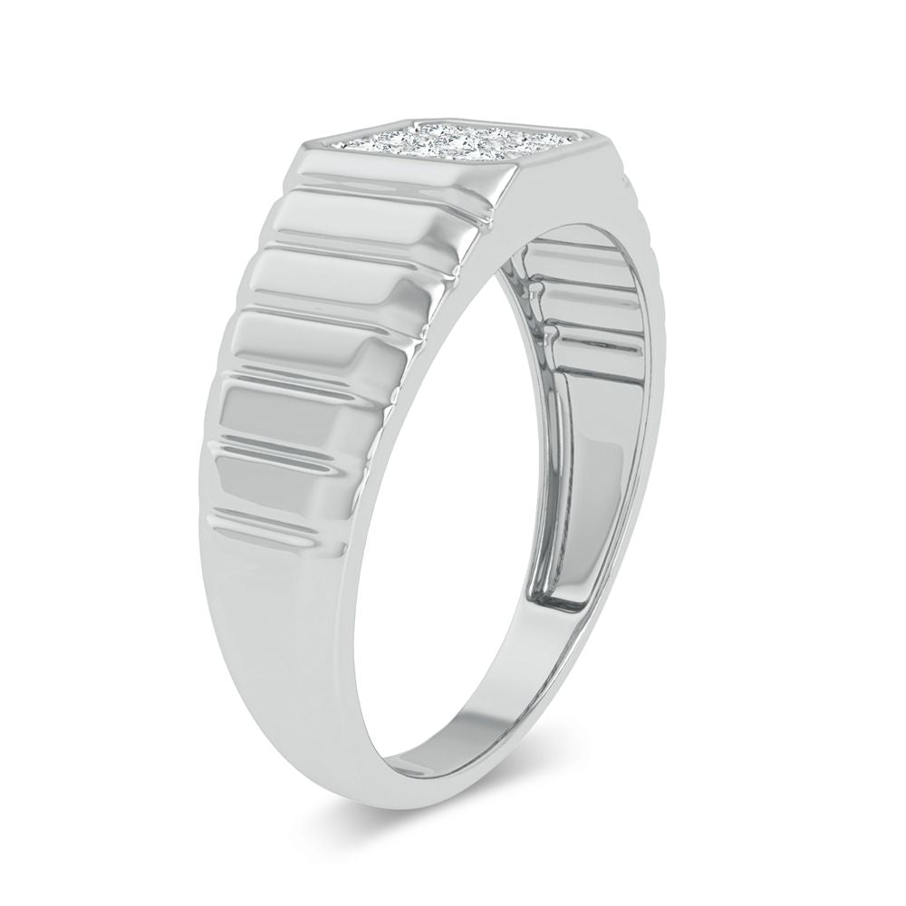 10K White Gold 0.15Ct Diamond Mens Ring