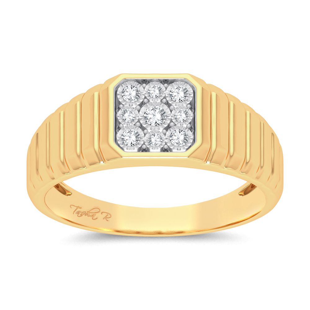 10K Yellow Gold 0.15Ct Diamond Mens Ring