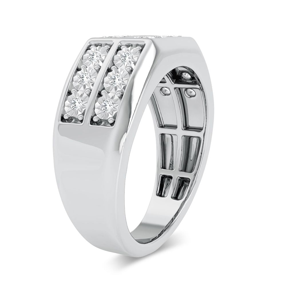 10K White Gold 0.20Ct Diamond Mens Ring