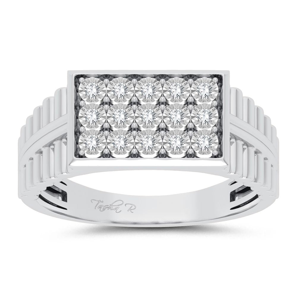 10K White Gold 0.15Ct Diamond Mens Ring