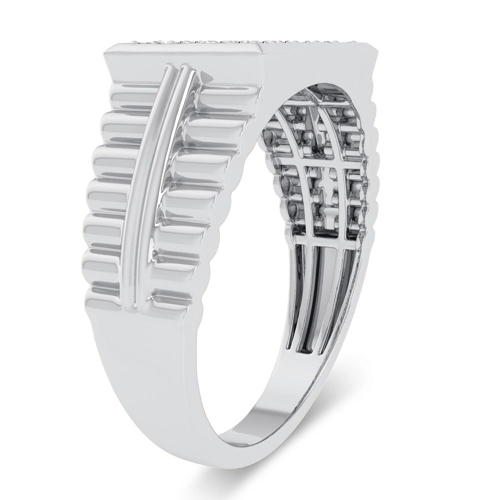 10K White Gold 0.15Ct Diamond Mens Ring