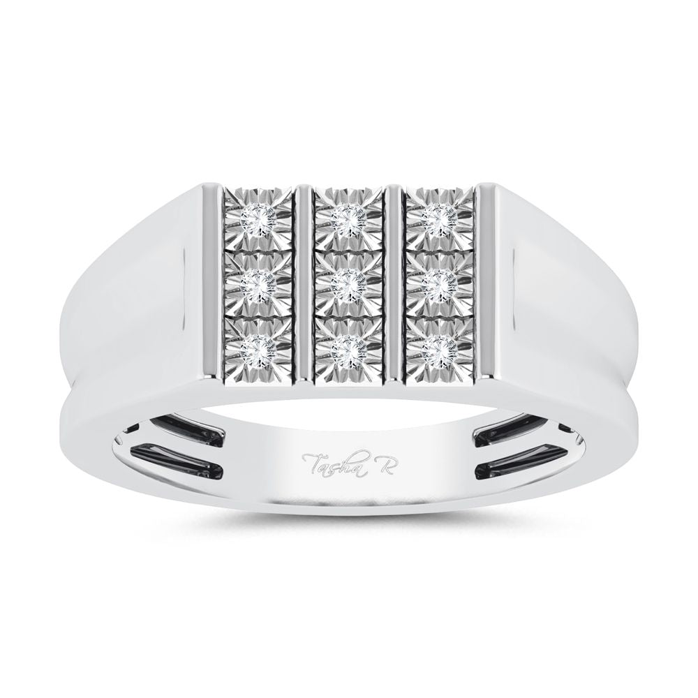 10K White Gold 0.15Ct Diamond Mens Ring