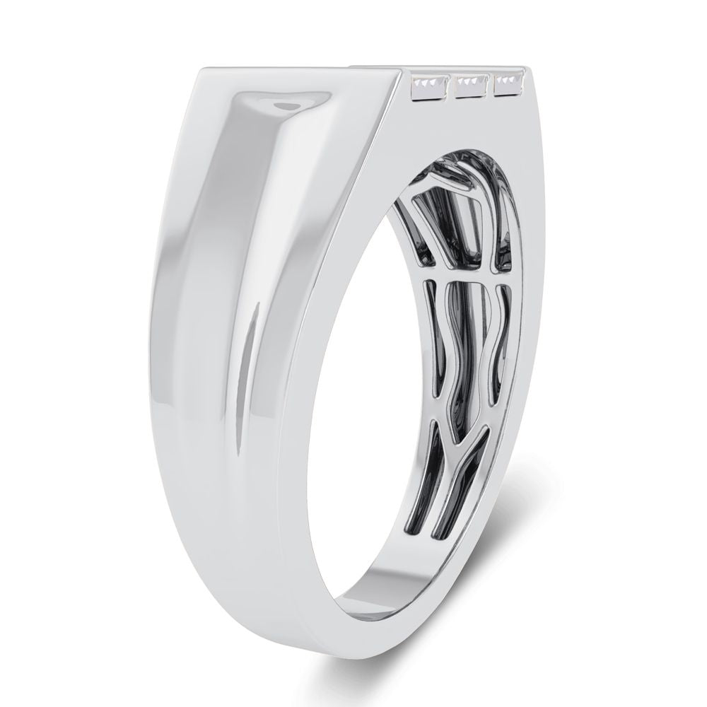 10K White Gold 0.15Ct Diamond Mens Ring