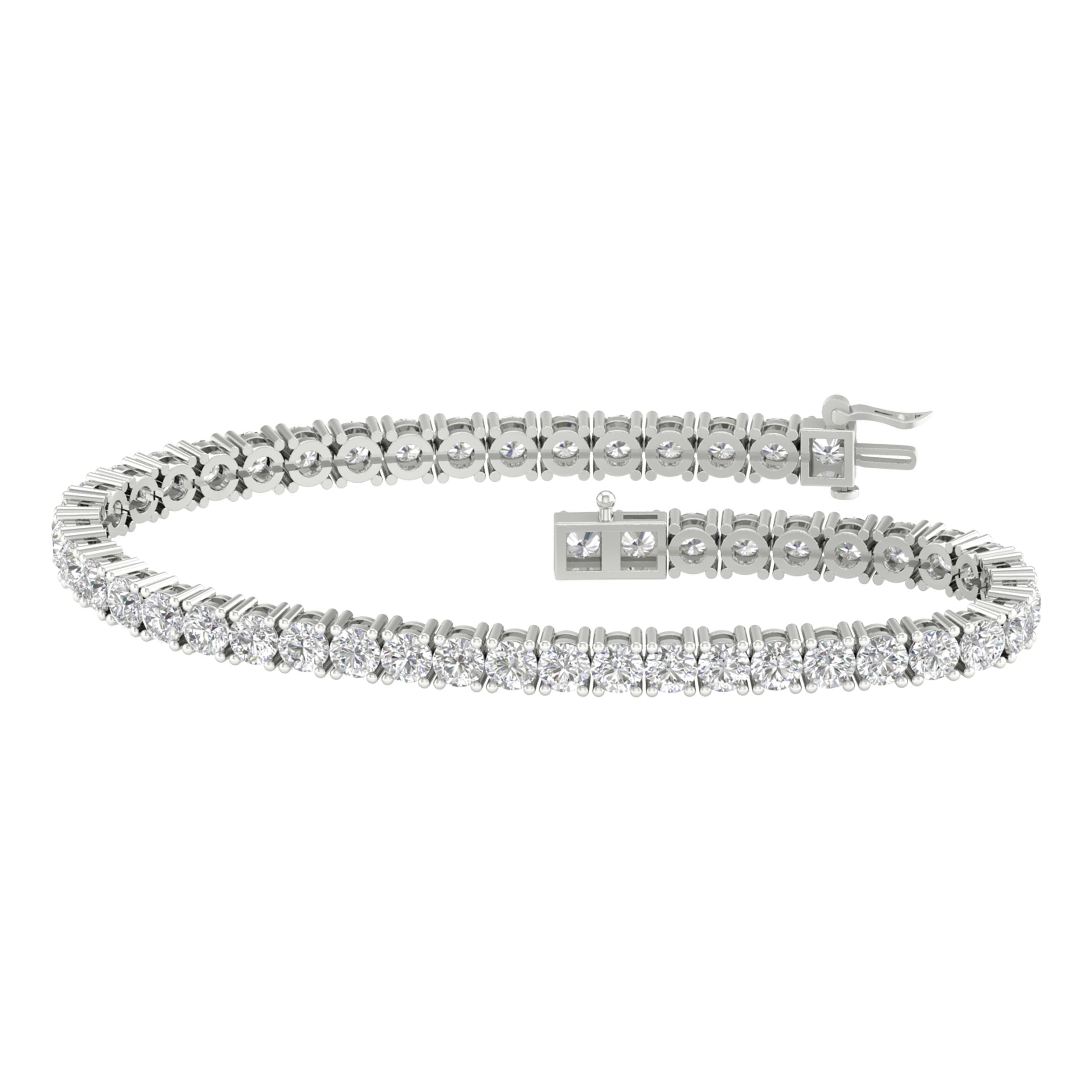 14K White Gold 10.00Ct Lab Certified Lab Grown Diamond Bracelet ( Igi Certified )