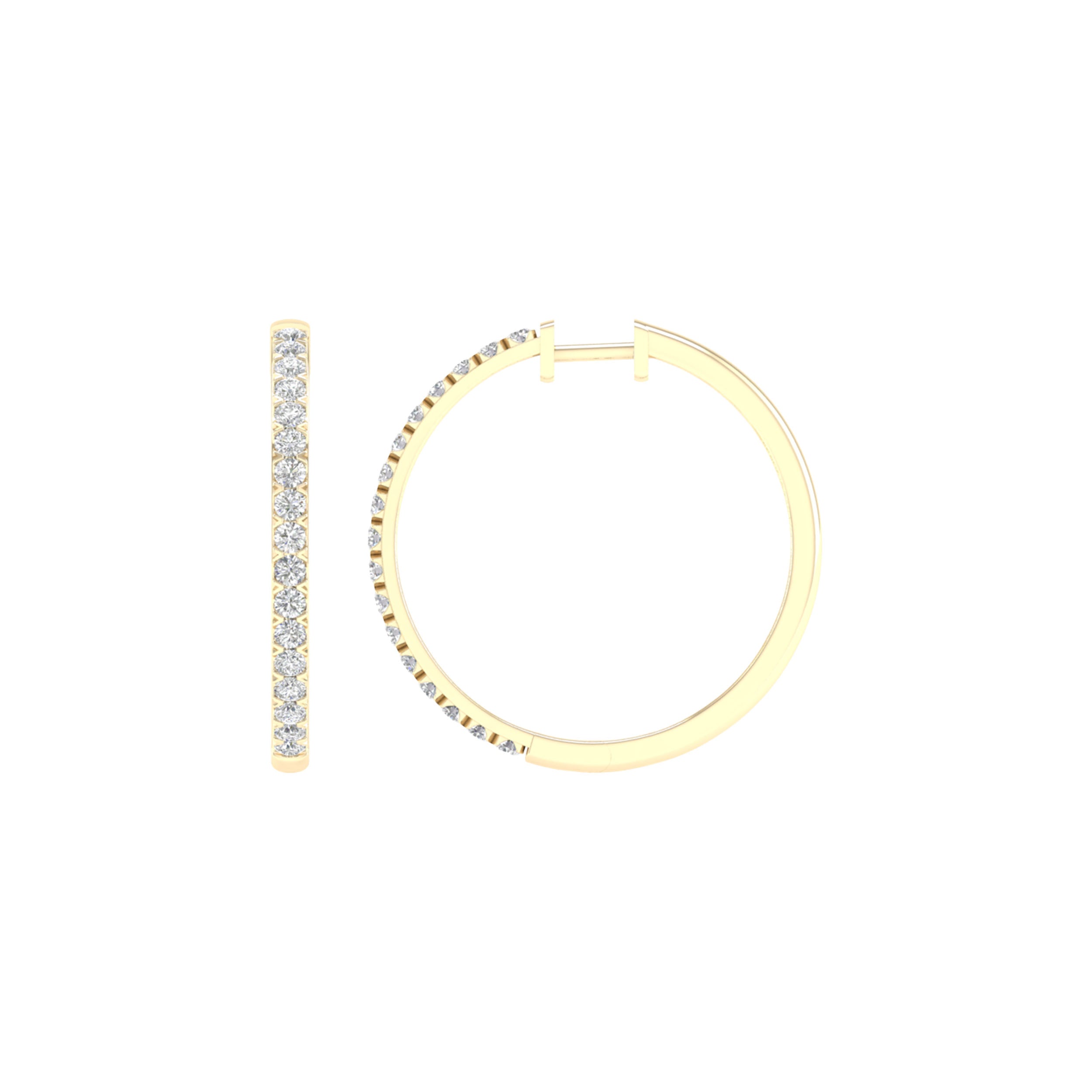 14K Yellow Gold 2.00Ct Certified Lab Grown Diamond Hoop Earrings ( Igi Certified )