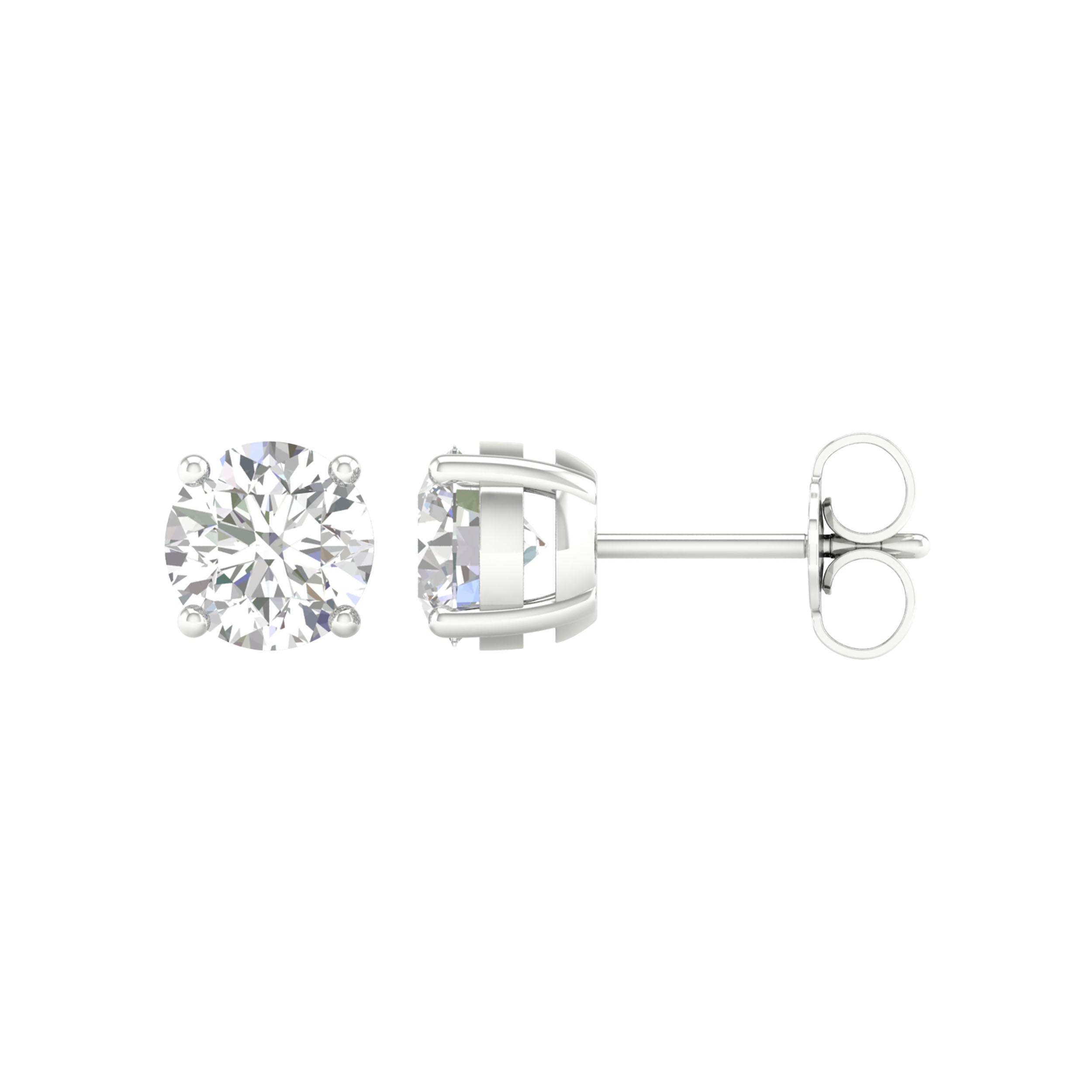 14K White Gold 2.00Ct Certified Lab Grown Diamond Earrings ( Igi Certified )