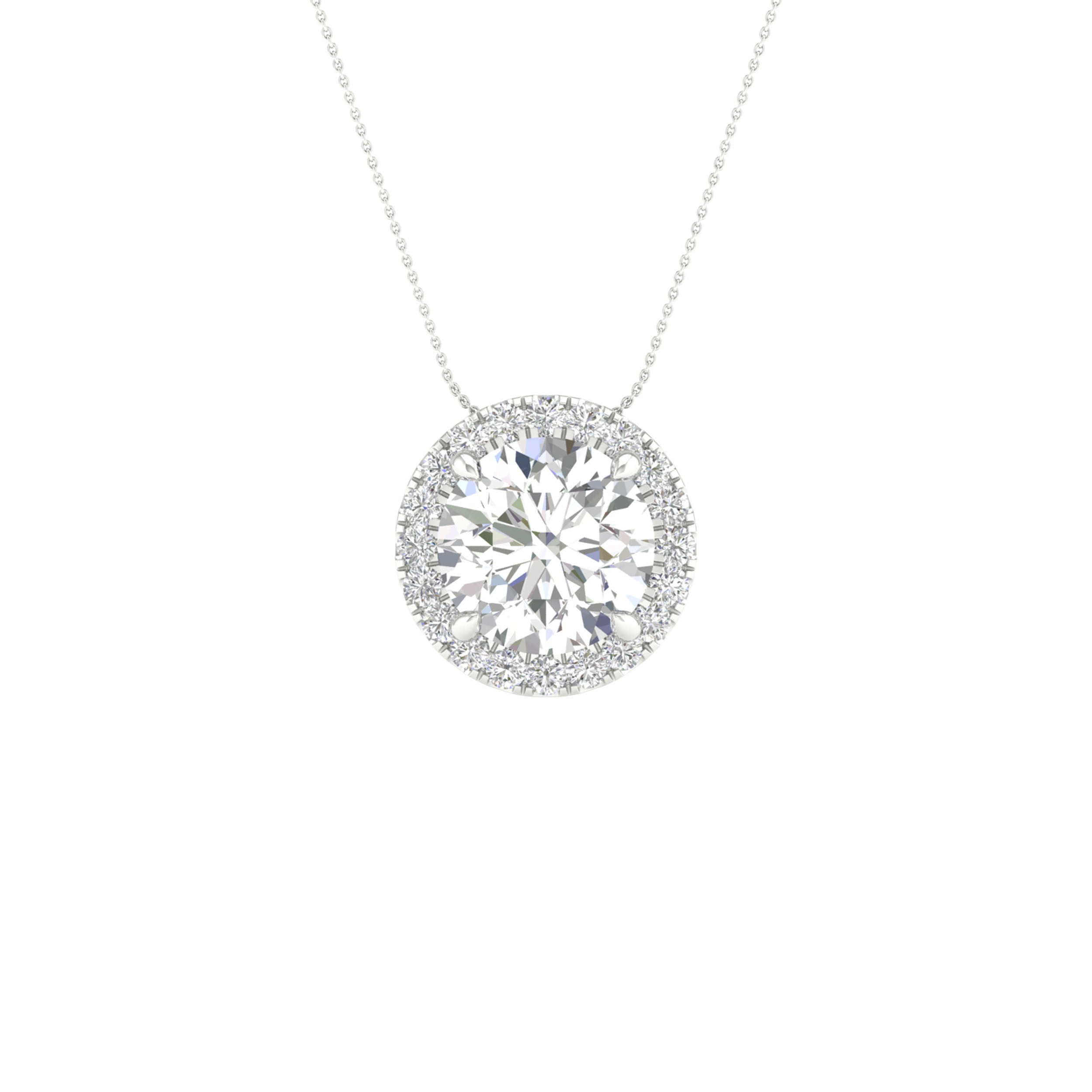 14K White Gold 1.62Ct Certified Lab Grown Diamond Pendant ( Igi Certified )