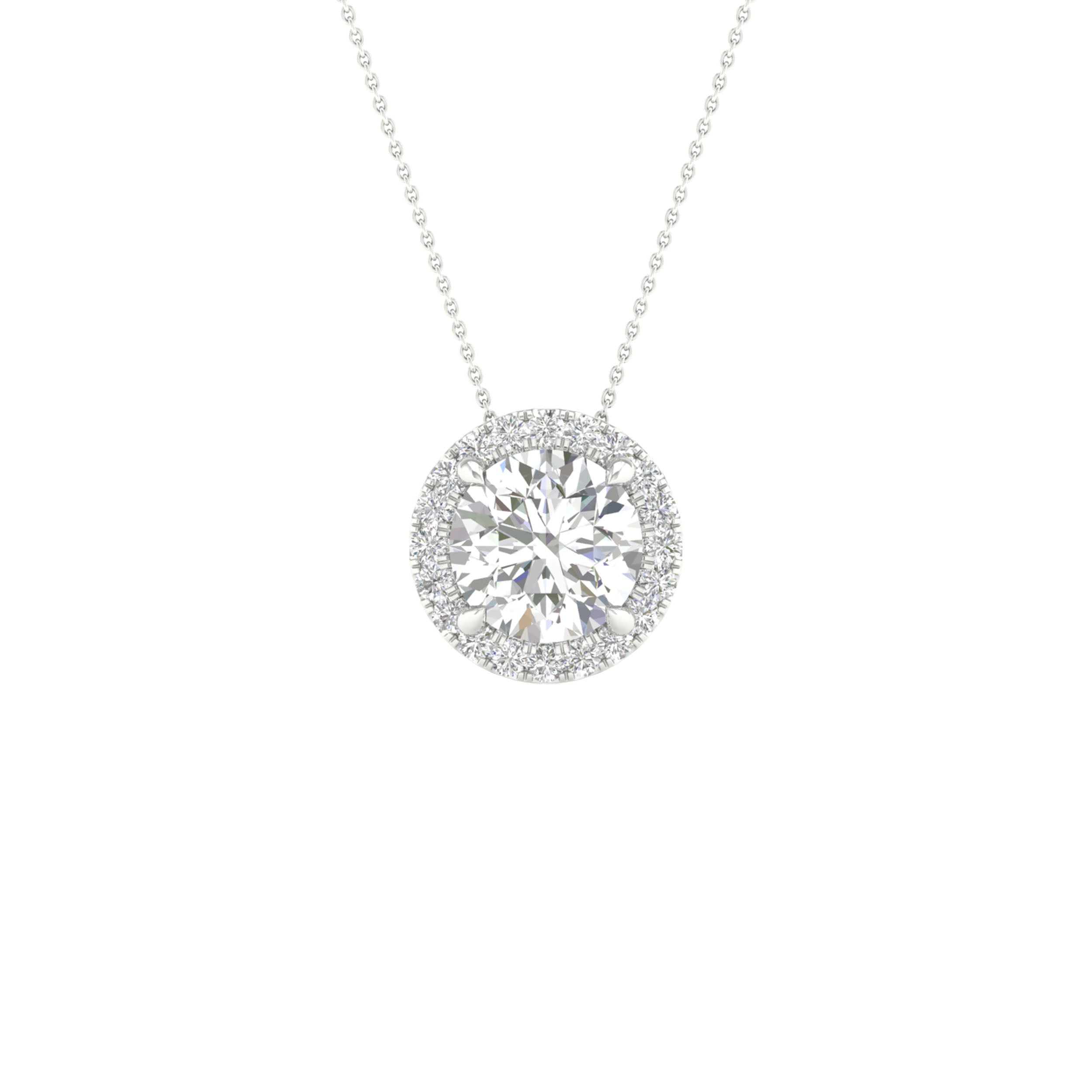 14K White Gold 2.20Ct Certified Lab Grown Diamond Pendant ( Igi Certified )