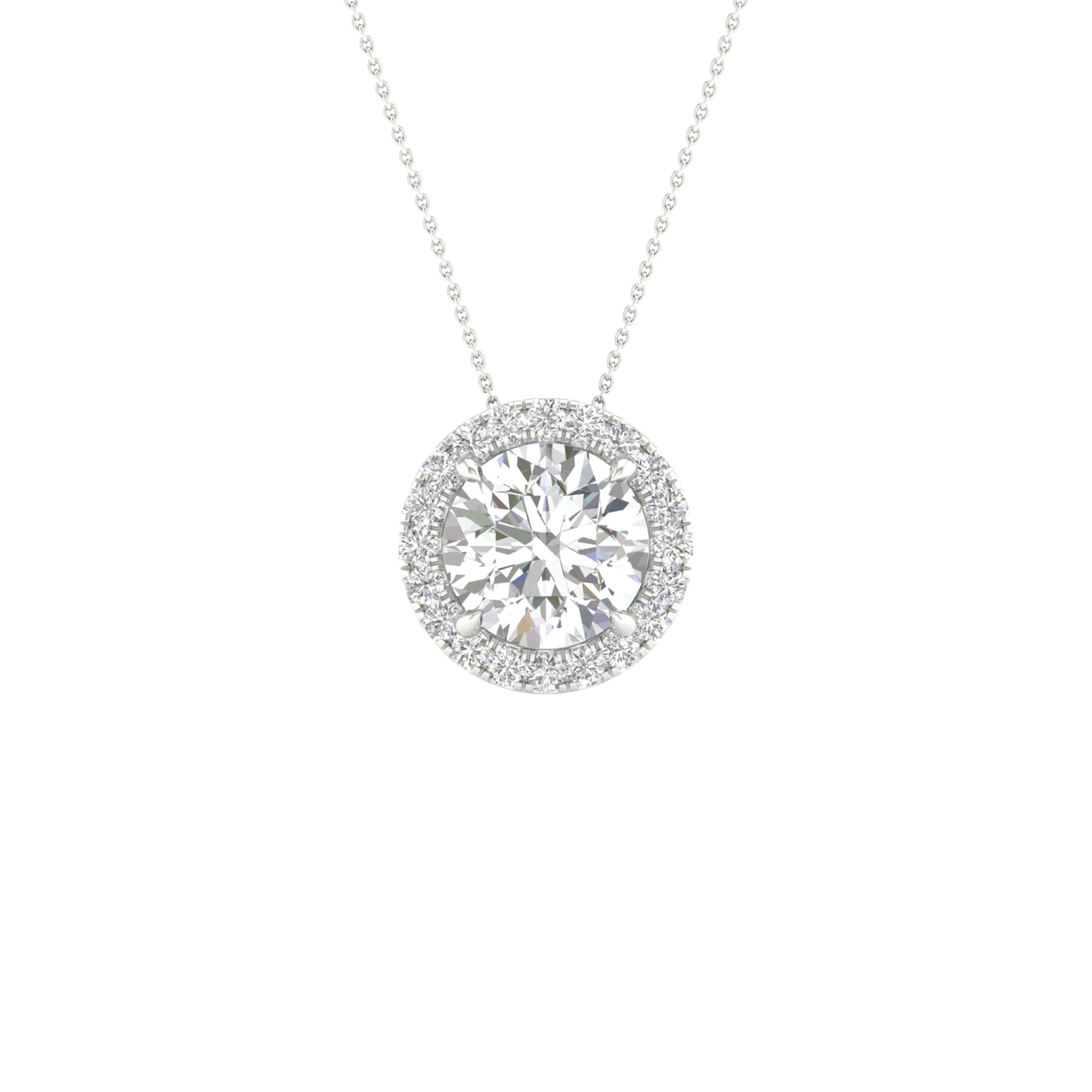 14K White Gold 3.25Ct Certified Lab Grown Diamond Pendant ( Igi Certified )